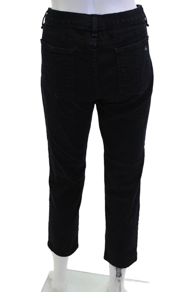 Rag & Bone Women Black Ankle Cropped Jeans Mid Rise Button Size 31