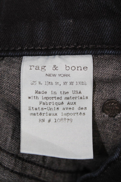 Rag & Bone Women Black Ankle Cropped Jeans Mid Rise Button Size 31