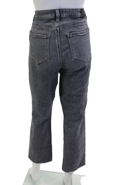 Paige Womens Cropped Straight Jeans Dark Gray Mid Rise Button Fly Size 31