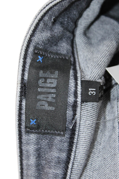 Paige Womens Cropped Straight Jeans Dark Gray Mid Rise Button Fly Size 31