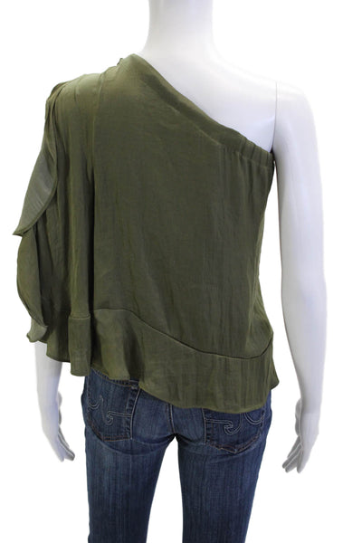 Free People Women Green Sleeveless Polyester Solid Army Blouse Size XS