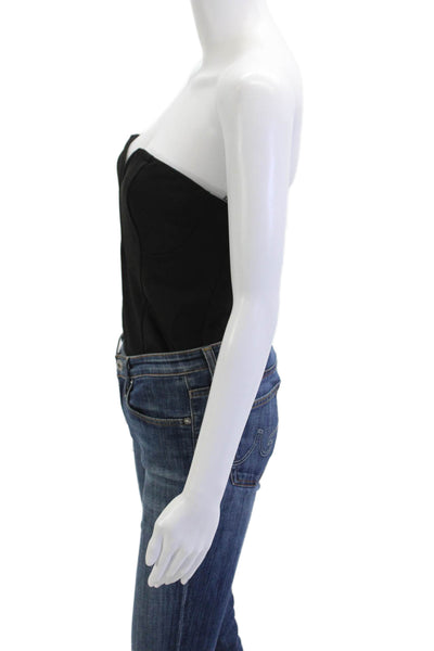 Superdown Womens Black Sleeveless Zip Front Top Classic Solid Size L