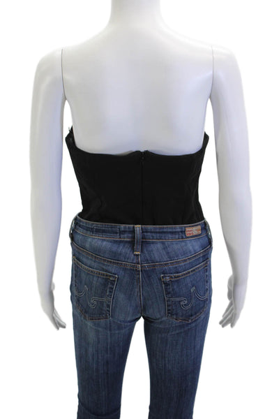 Superdown Womens Black Sleeveless Zip Front Top Classic Solid Size L