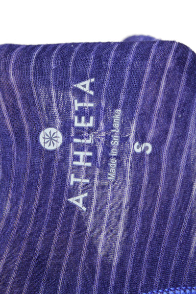 Athleta Women Basic Striped Purple Polyester Round Neck Tank Sleeveless Size S