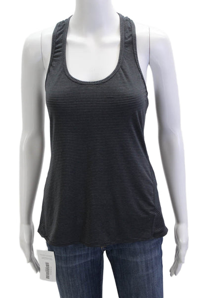 Athleta Womens Basic Striped Dark Gray Round Neck Sleeveless Tank Size S