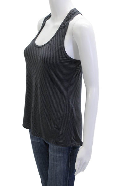 Athleta Womens Basic Striped Dark Gray Round Neck Sleeveless Tank Size S