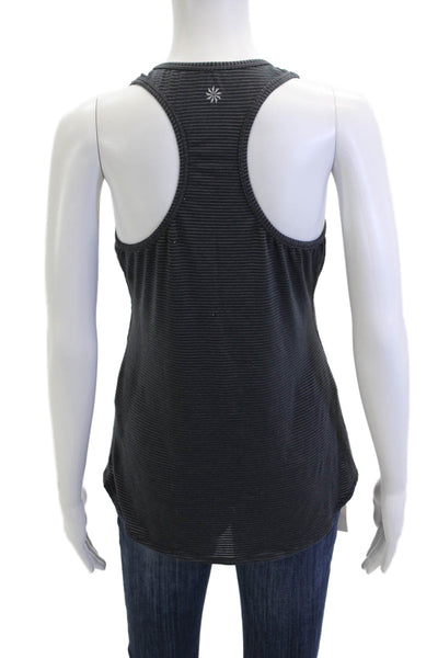 Athleta Womens Basic Striped Dark Gray Round Neck Sleeveless Tank Size S