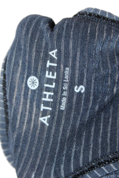 Athleta Womens Basic Striped Dark Gray Round Neck Sleeveless Tank Size S