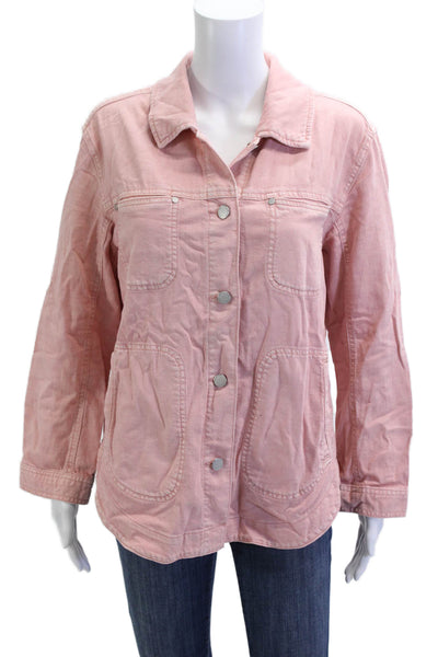Liverpool Los Angeles Womens Pink Collar Snap Jacket Long Sleeve Lyocell Size S