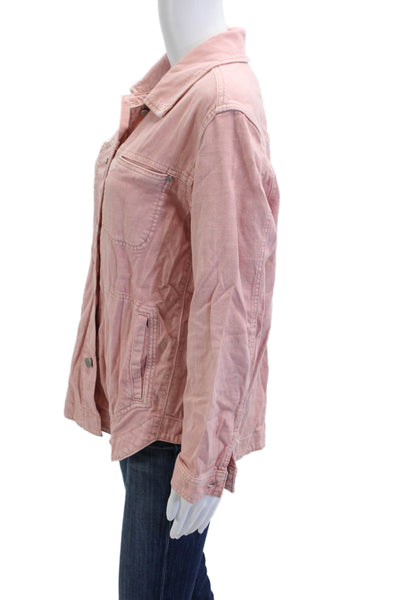 Liverpool Los Angeles Womens Pink Collar Snap Jacket Long Sleeve Lyocell Size S