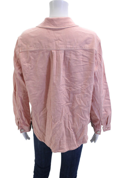 Liverpool Los Angeles Womens Pink Collar Snap Jacket Long Sleeve Lyocell Size S