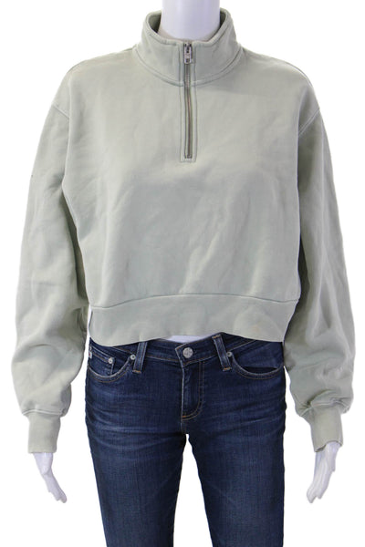 TNA Womens Sweatshirt Gray High Neck Zip Long Sleeve Cotton Blend Size M