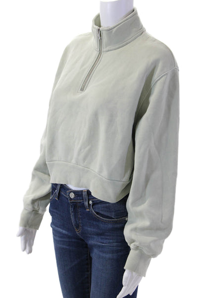 TNA Womens Sweatshirt Gray High Neck Zip Long Sleeve Cotton Blend Size M