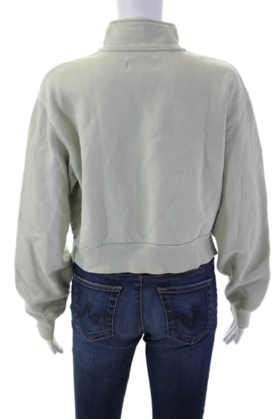 TNA Womens Sweatshirt Gray High Neck Zip Long Sleeve Cotton Blend Size M