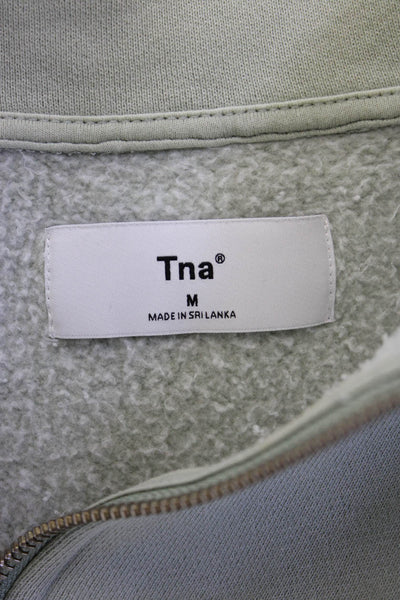 TNA Womens Sweatshirt Gray High Neck Zip Long Sleeve Cotton Blend Size M