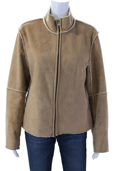 True Grit Women Tan Mock Neck Zip Long Sleeve Jacket Size S