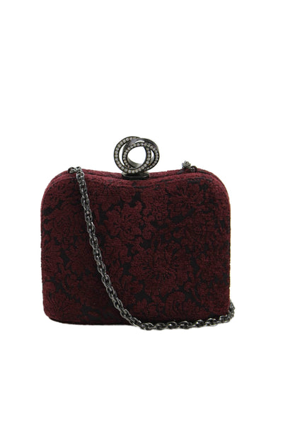 Rodo Womens Floral Print Convertible Shoulder Bag Red