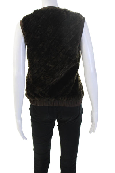 Rebecca Taylor Womens Vest Brown Acrylic Crew Neck Sleeveless Animal Size 8