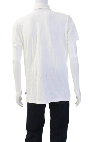 Polo Ralph Lauren Men Button-Down Polo White Cotton Short Sleeve Size L