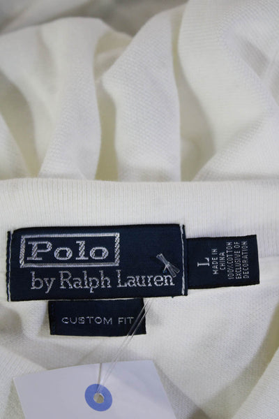 Polo Ralph Lauren Men Button-Down Polo White Cotton Short Sleeve Size L