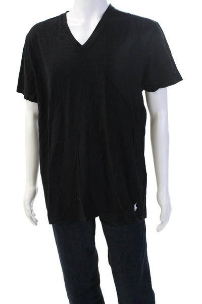 Polo Ralph Lauren Mens V-Neck Black Cotton Tee Short Sleeve Big & Tall Size L