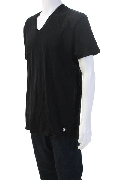 Polo Ralph Lauren Mens V-Neck Black Cotton Tee Short Sleeve Big & Tall Size L