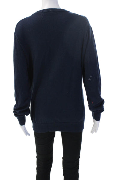 Michael Kors Women Pullover Sweater Dark Blue Crew Neck Long Sleeve Size S