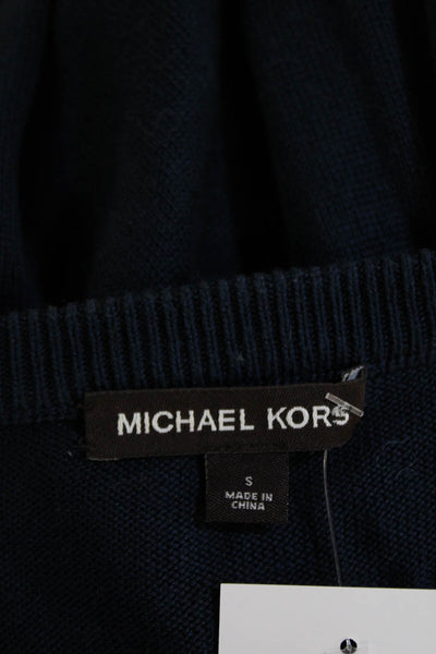 Michael Kors Women Pullover Sweater Dark Blue Crew Neck Long Sleeve Size S