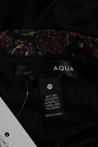 Aqua Womens Shift Dress Black Paisley Long Sleeve Short Size M