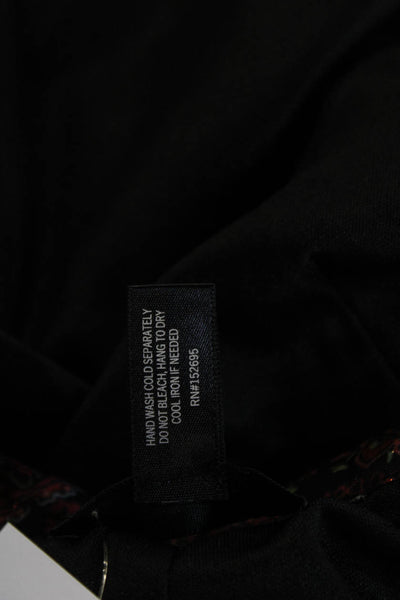 Aqua Womens Shift Dress Black Paisley Long Sleeve Short Size M