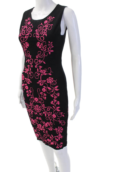 Cynthia Steffe Womens Black Bodycon Pencil Dress Sleeveless Floral Size M