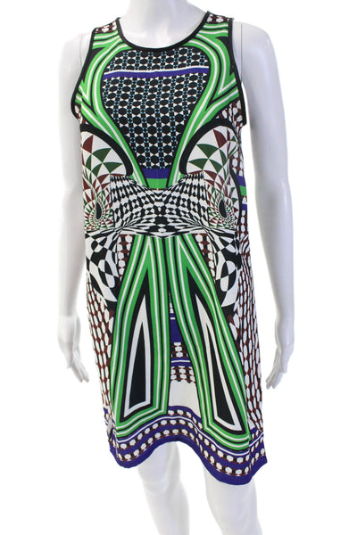 Clover Canyon Womens Sleeveless Shift Dress Black Geometric Size S