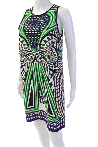 Clover Canyon Womens Sleeveless Shift Dress Black Geometric Size S