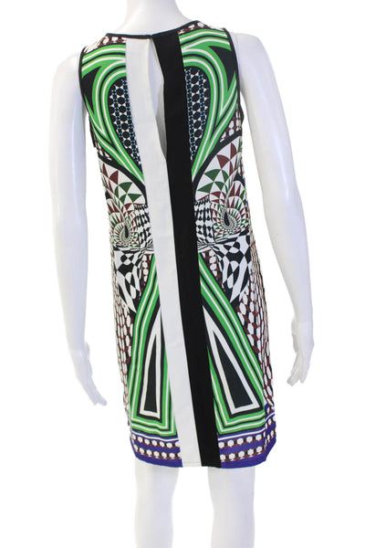 Clover Canyon Womens Sleeveless Shift Dress Black Geometric Size S