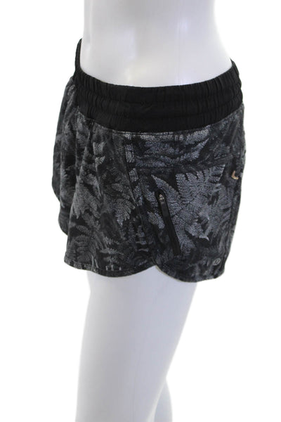 Lululemon Unisex Black Floral Zip Shorts Size 4