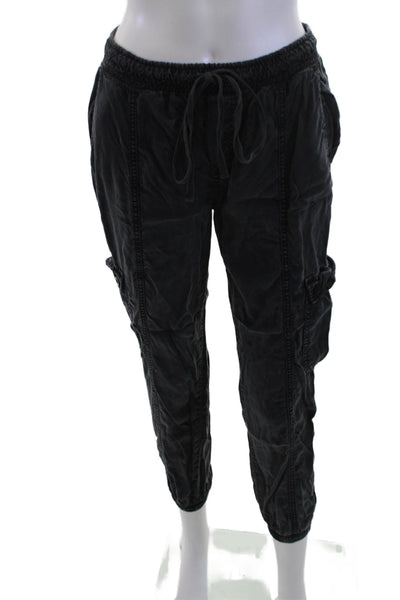 Bella Dahl Womens Cargo Jogger Pants Black Tencel Lyocell Drawstring Size S