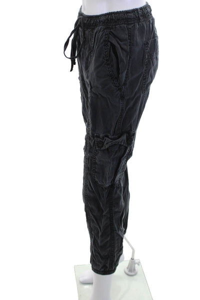 Bella Dahl Womens Cargo Jogger Pants Black Tencel Lyocell Drawstring Size S