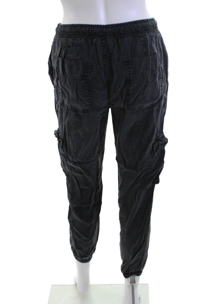 Bella Dahl Womens Cargo Jogger Pants Black Tencel Lyocell Drawstring Size S