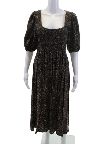 Saltwater Luxe Womens Maxi Dress Black Floral Recycled Rayon Bohemian Size S