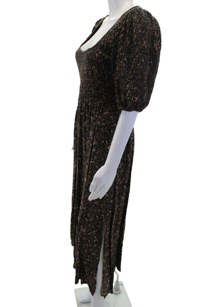 Saltwater Luxe Womens Maxi Dress Black Floral Recycled Rayon Bohemian Size S
