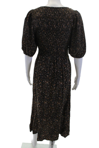 Saltwater Luxe Womens Maxi Dress Black Floral Recycled Rayon Bohemian Size S