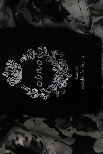 Cino Womens Collared Floral Button Up Viscose Blouse Long Sleeve Black Size S