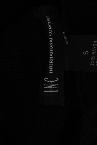 INC International Concepts Women Black Mock Neck 3/4 Sleeve Top Size S