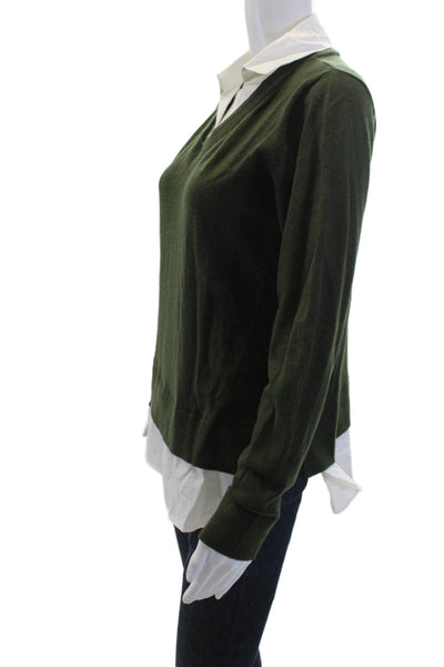 Alashan Unisex Pullover Sweater Green V-Neck Long Sleeve Cotton Cashmere Size M