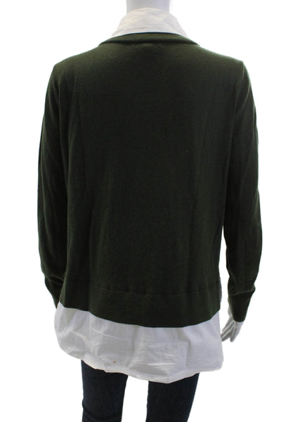 Alashan Unisex Pullover Sweater Green V-Neck Long Sleeve Cotton Cashmere Size M