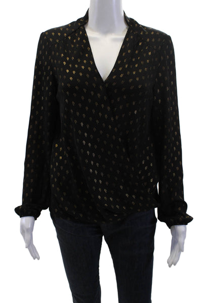 Drew Womens Black V-Neck Long Sleeve Blouse Size S