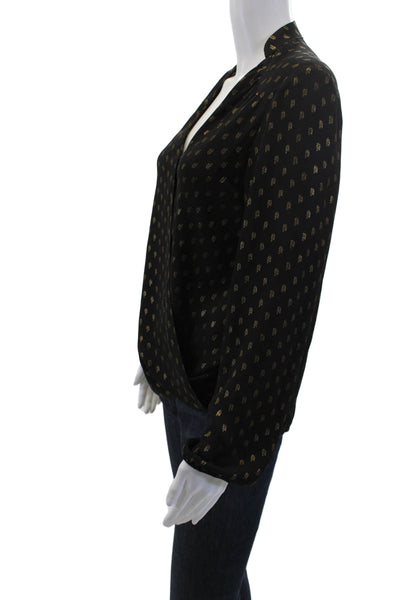 Drew Womens Black V-Neck Long Sleeve Blouse Size S