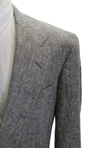 Hart Schaffner Marx Mens Sport Coat Silk Herringbone Gray Size 42