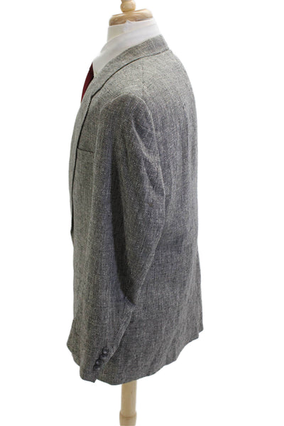 Hart Schaffner Marx Mens Sport Coat Silk Herringbone Gray Size 42