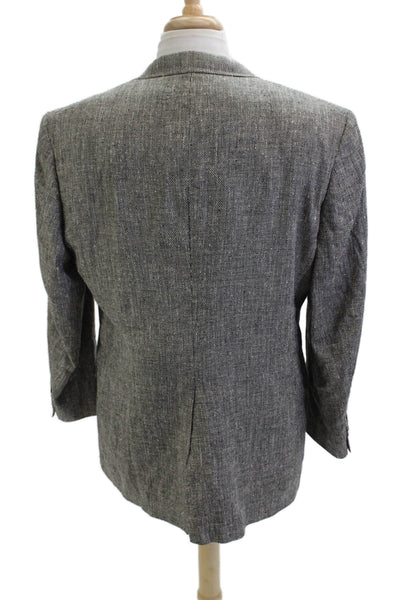 Hart Schaffner Marx Mens Sport Coat Silk Herringbone Gray Size 42